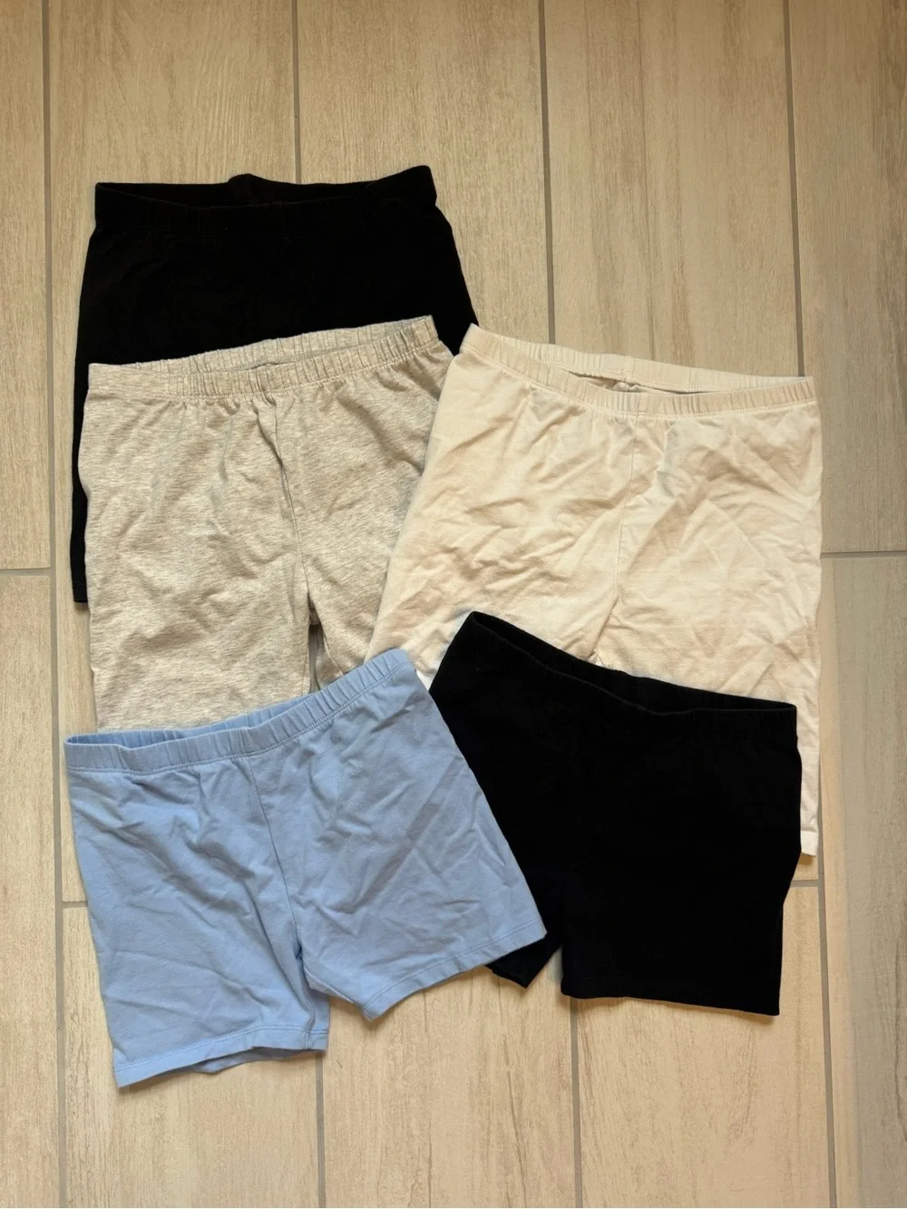 5 piece bundle Casual Cotton Bike Shorts 5-Pack Black, Cream, Heather Gray, Blue